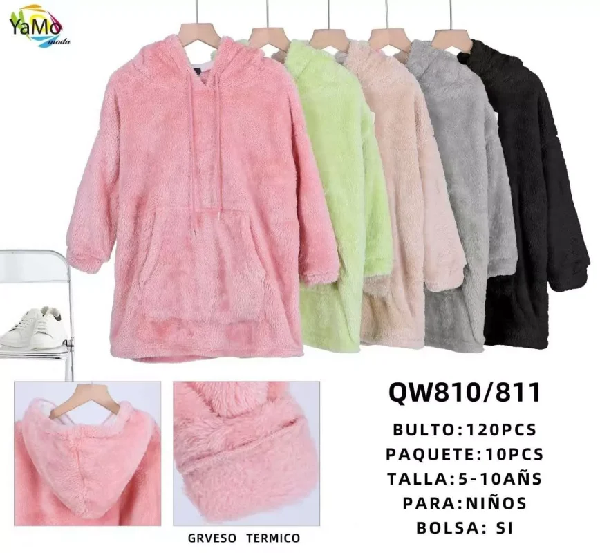 Sudadera térmica con capucha para niños-QW810/811