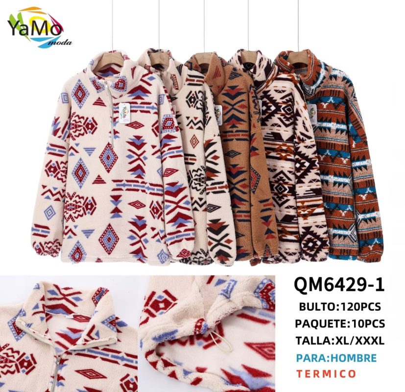 Sudadera térmica para hombre con estampado geométrico-QM6429-1