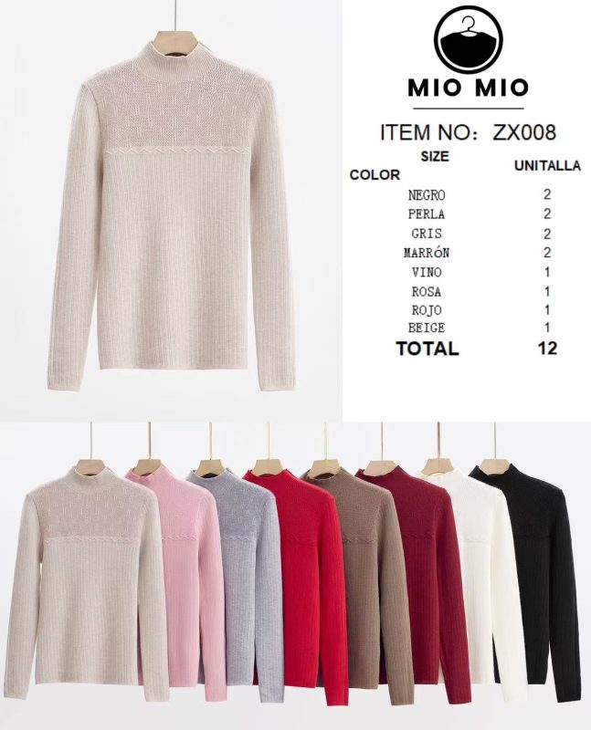 Suéter de cuello alto para mujer-ZX008