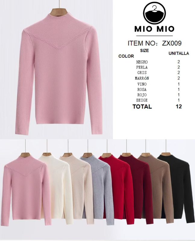 Suéter de cuello alto para mujer-ZX009