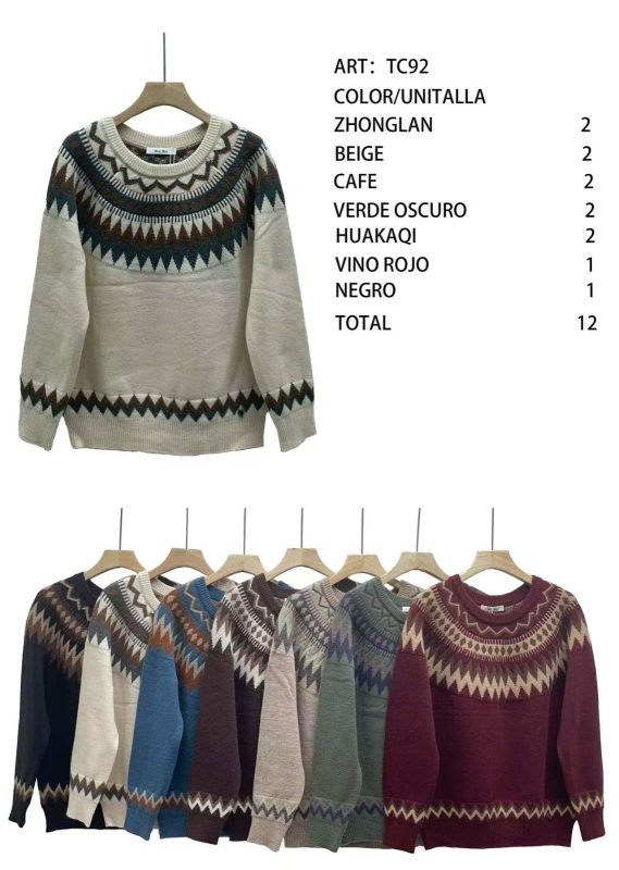 Suéter de punto con diseño geométrico-TC92