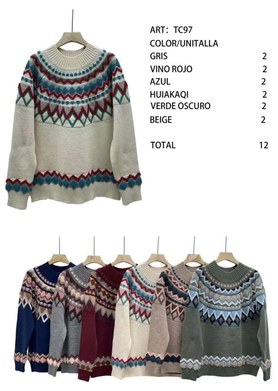 Suéter de punto con diseño geométrico-TC97