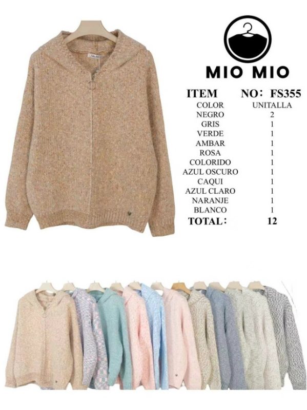 Suéter tipo cárdigan con capucha-FS355