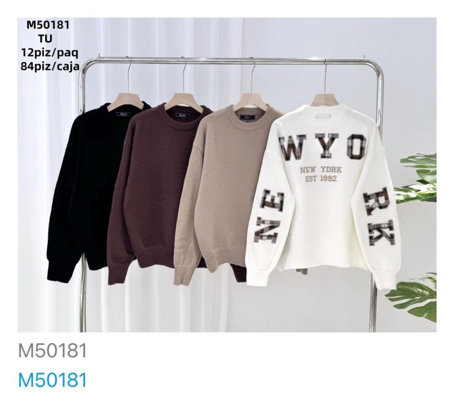 Suéteres con letras bordadas-M50181