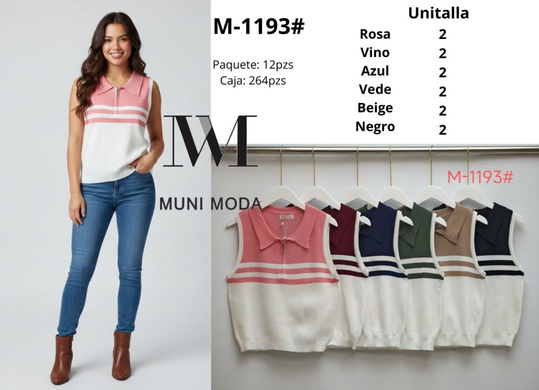 Top a rayas con cremallera-M-1193