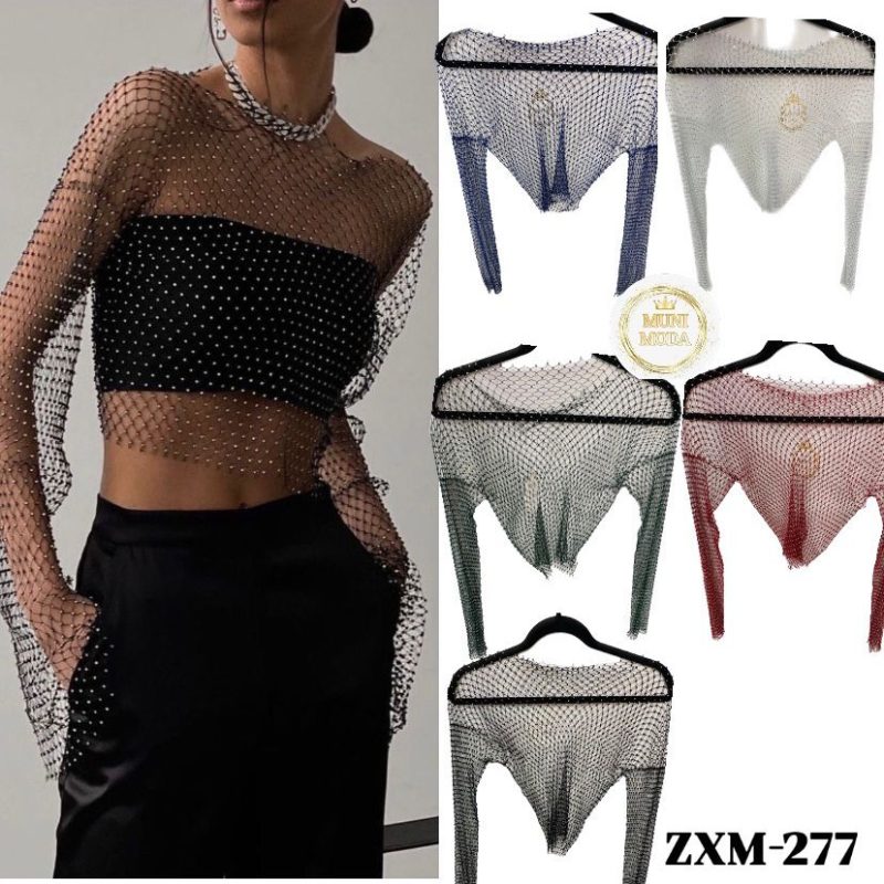 Top de malla con pedrería-ZXM-277