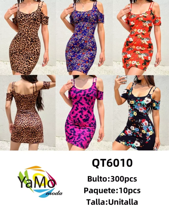 Vestido ajustado con hombros descubiertos-QT6010