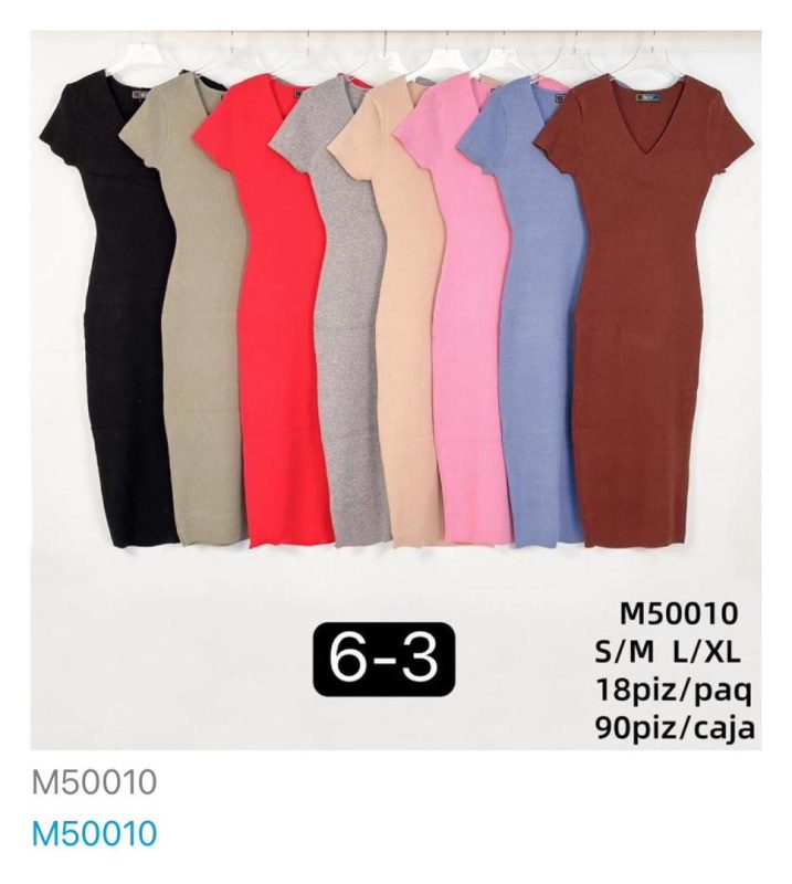 Vestido ajustado de manga corta-M50010