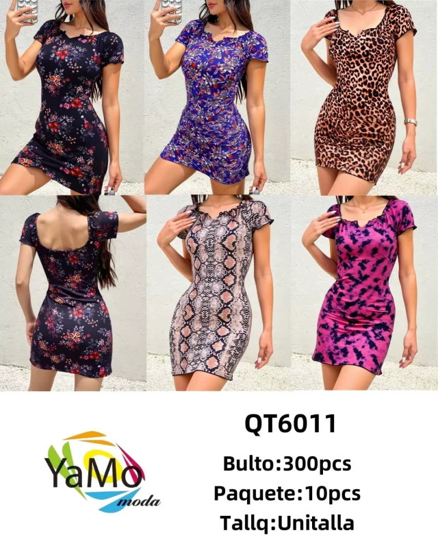 Vestido ajustado estampado-QT6011
