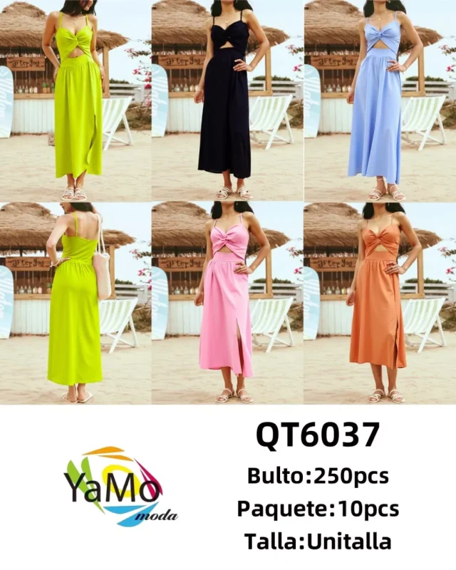 Vestido con abertura-QT6037