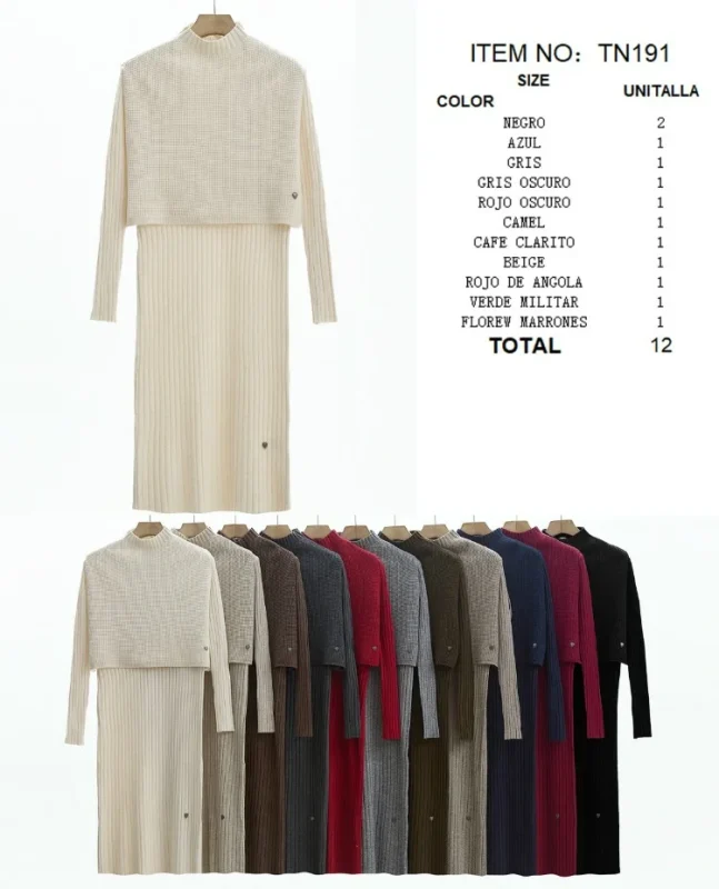 Vestido con capa de punto-TN191