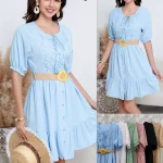 Vestido casual con cinturón-A730 - 1