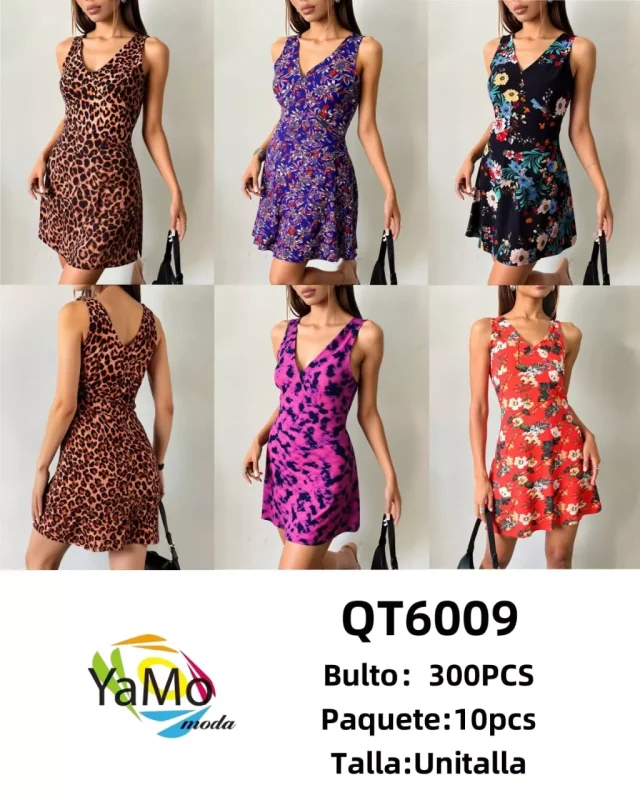 Vestido corto con estampado-QT6009