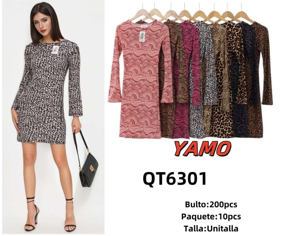 Vestido de manga larga con estampado-0-QT6301