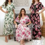 Vestido floral maxi con cinturón-A1025 - 4