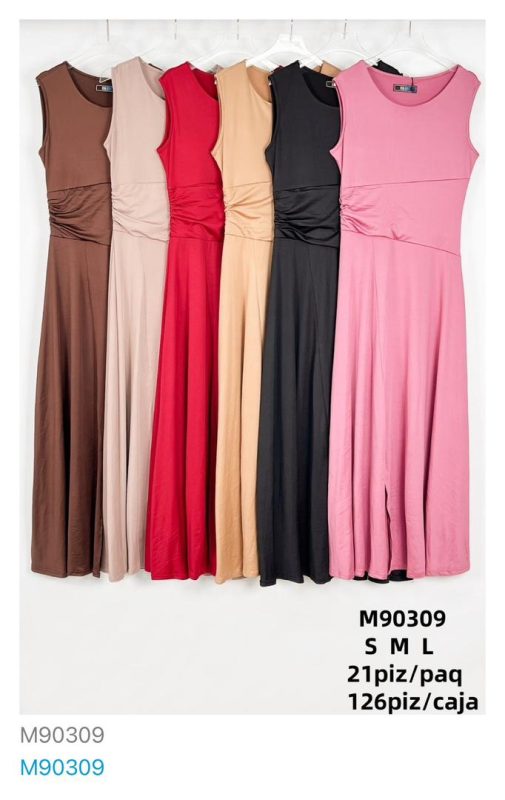 Vestido largo con drapeado-M90309