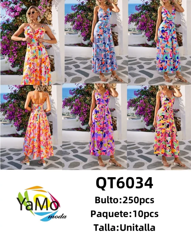 Vestido largo estampado-QT6034