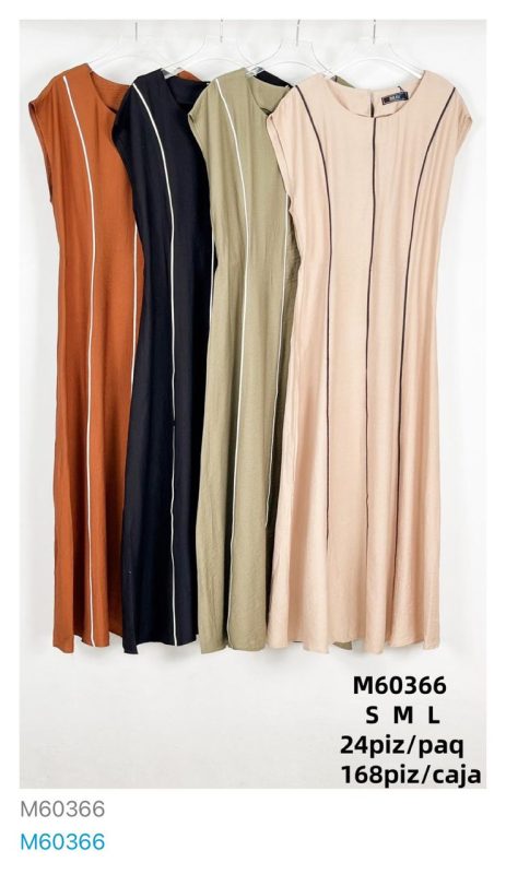 Vestido midi casual con línea central-M60366