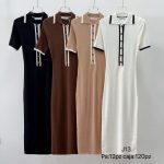 Vestido midi de punto con botones-J13 - 1