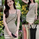 Vestido de punto con rayas-A1655 - 1