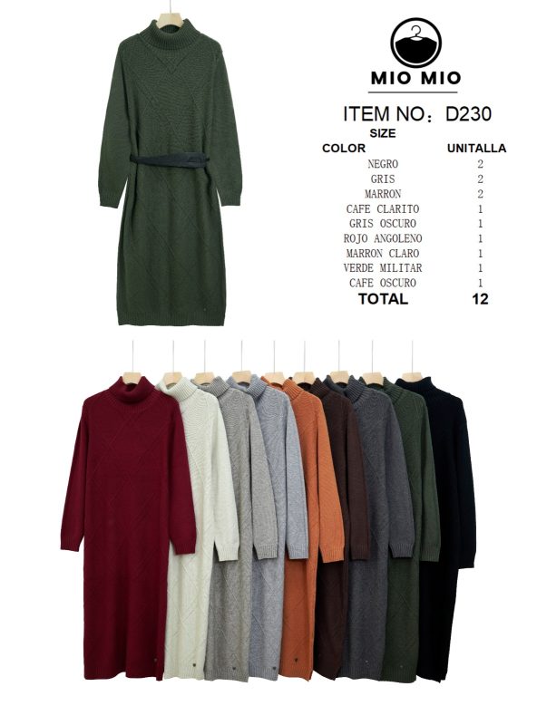 Vestido tipo suéter de cuello alto-D230
