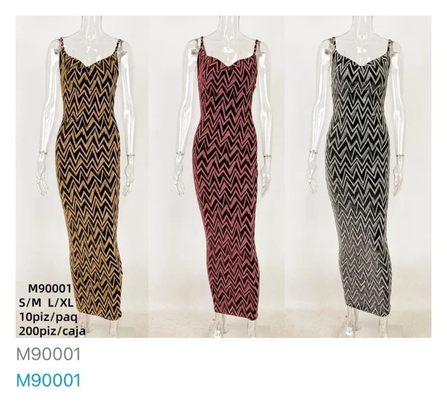 Vestidos largos de fiesta con diseño de zigzag-M90001