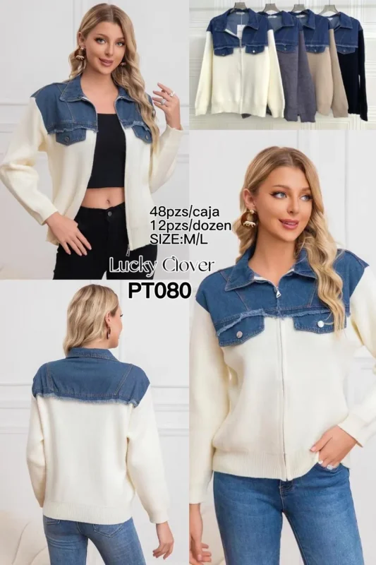 Chamarra Casual Con Mezclilla-PT080