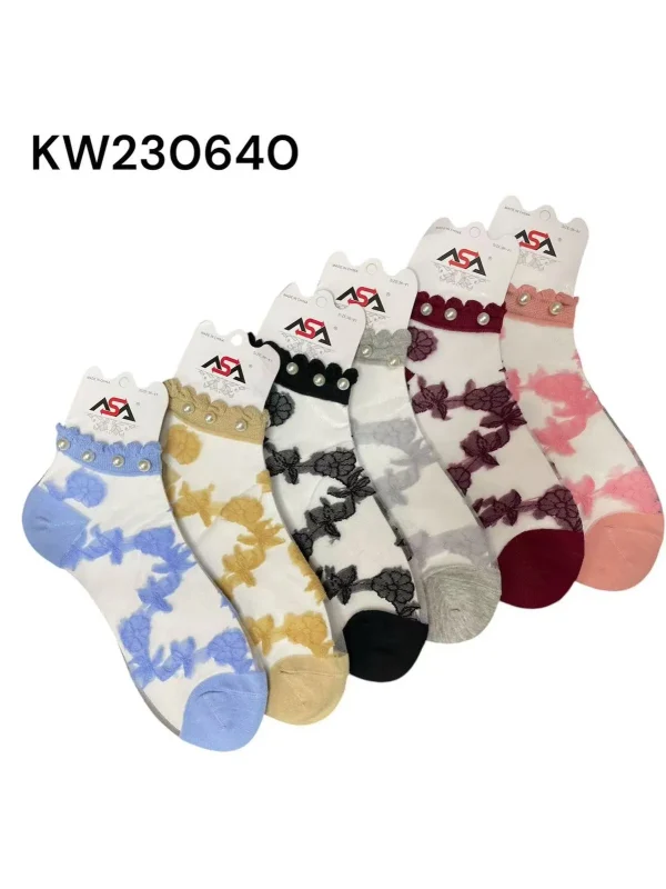 Calcetines tobilleros con diseño floral de varios colores-KW230640