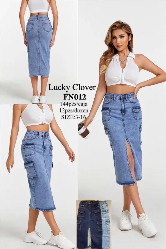 Falda denim cargo-FN012