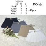 Falda plisada con cinturón-PS951 - 1