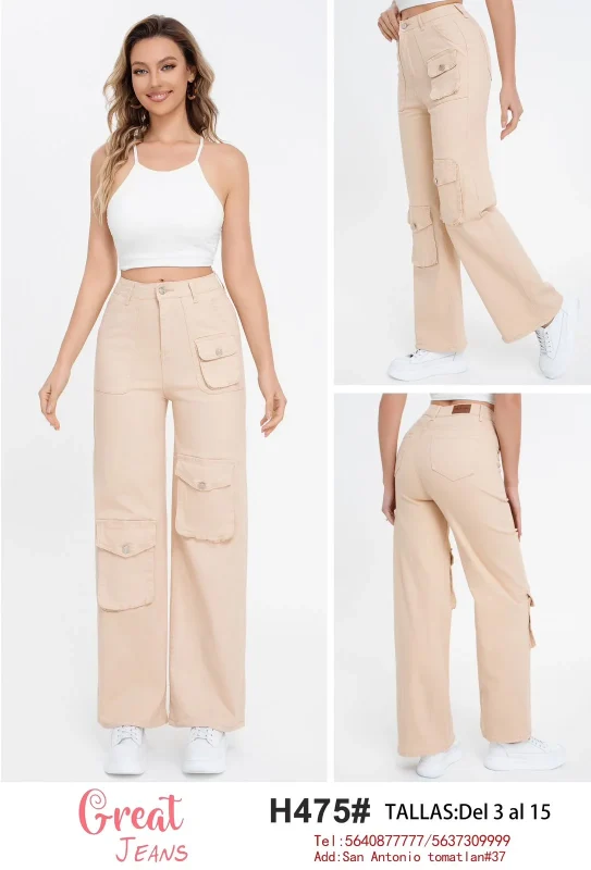 Jeans cargo beige-H475