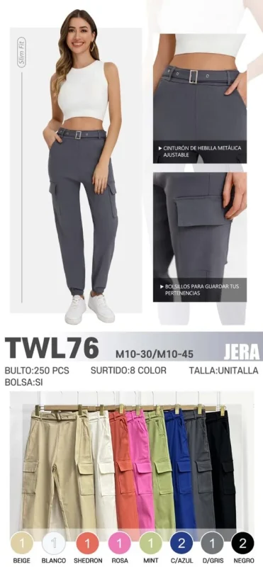 Pantalon Dama con Cinturon-TWL76