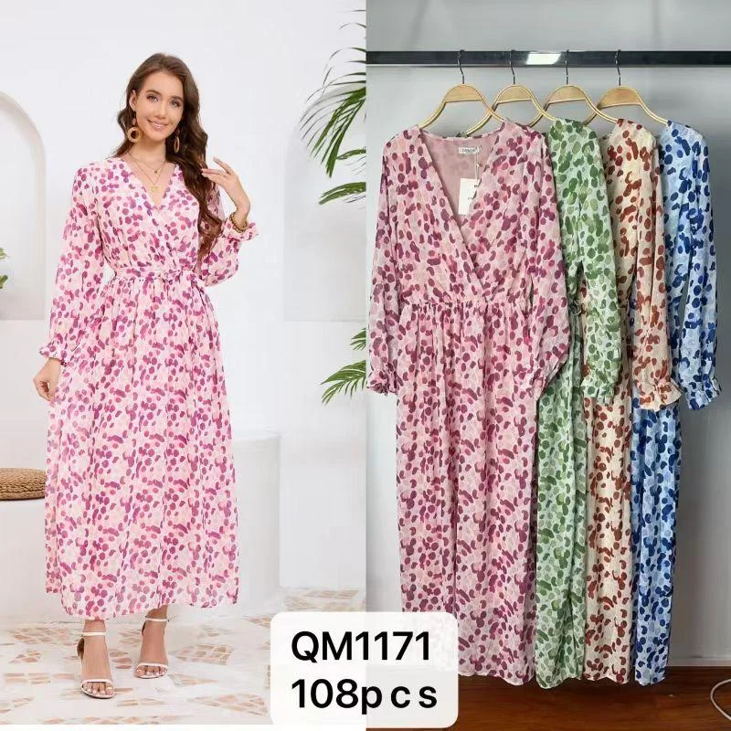 Vestido largo con estampado floral-1-QM1171