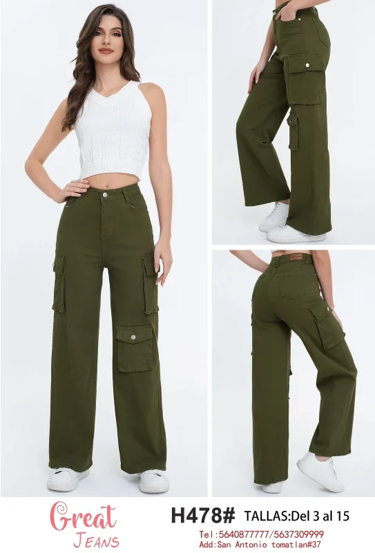 Pantalon cargo para dama-H478