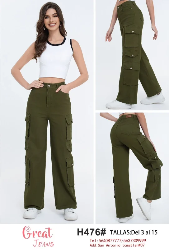 Pantalon cargo para dama-H476