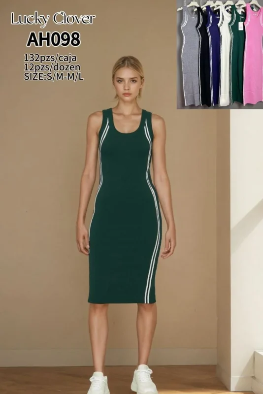 Vestido de tirantes con rayas-AH098