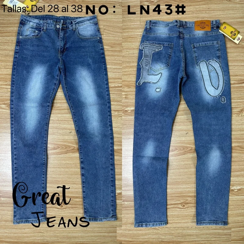 Jeans slim con parches traseros-LN43