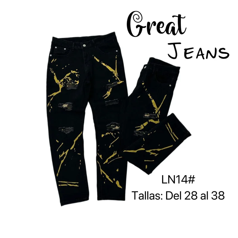 Pantalones jeans con diseño grafitti-LN14
