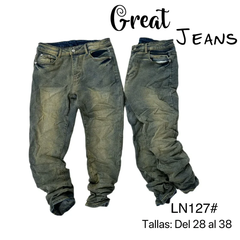 Jeans con desgaste color-LN127