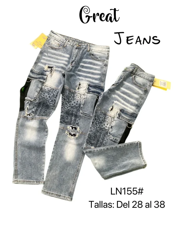 Jeans cargo con parches-LN155