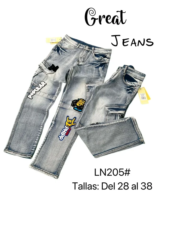 Jeans cargo con parches-LN205