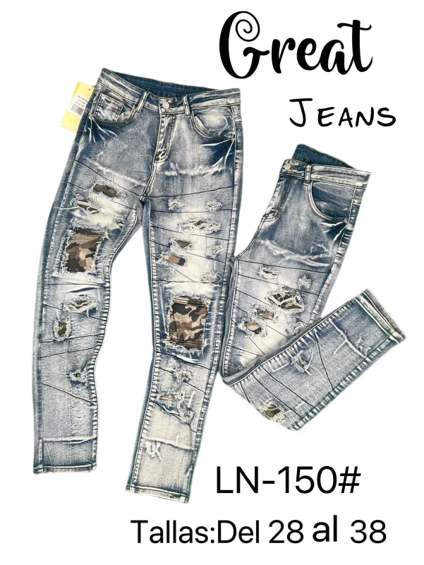 Jeans con desgaste y aprches-LN-150