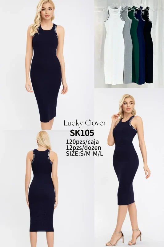 Vestido largo con detalles de texto-SK105