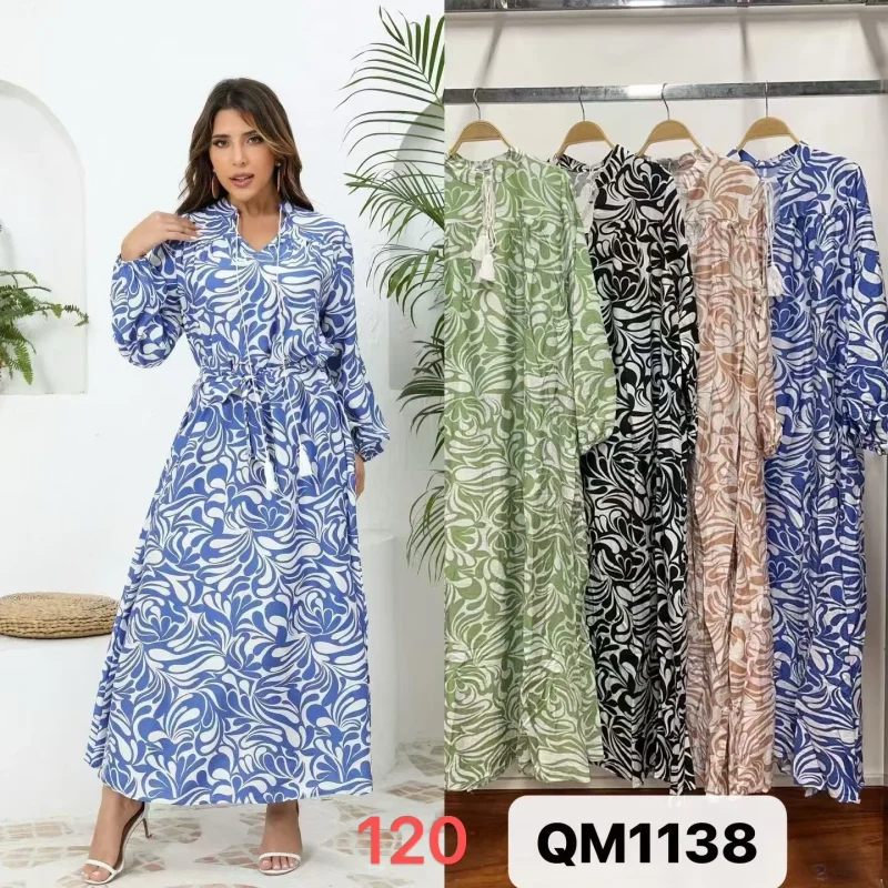 Vestido largo con estampado floral-QM1138