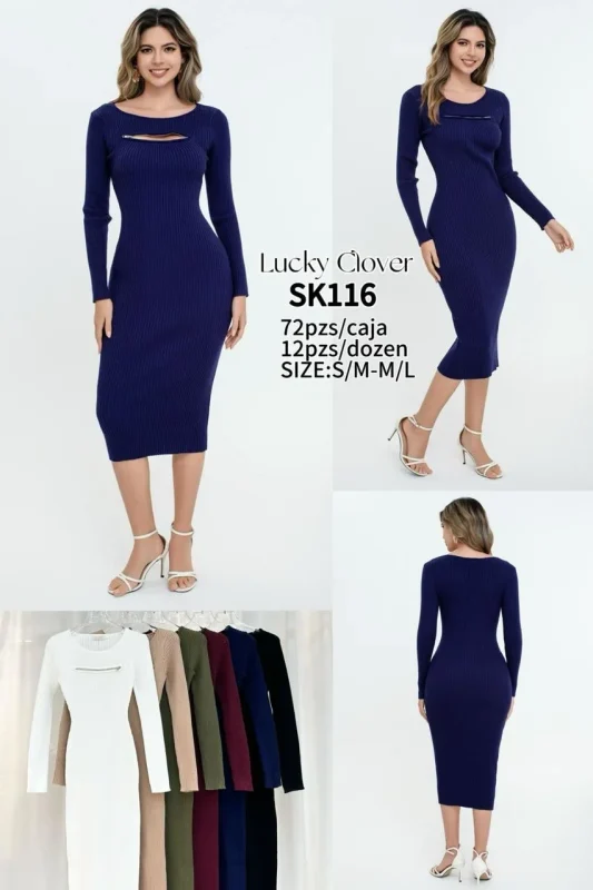 Vestido de punto con corte-SK116