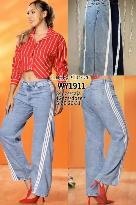 Jeans con franjas laterales-WY1911