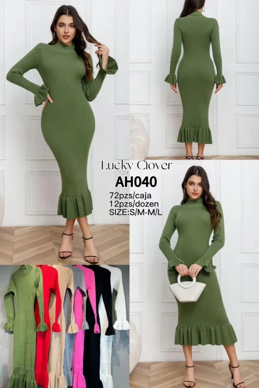 Vestido con manga larga-AH040