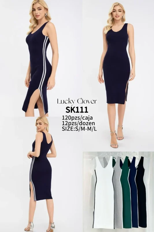 Vestido ajustado con tiras laterales-SK111