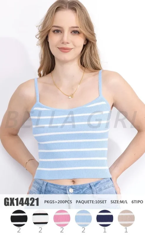 Top de tirantes de canalé a rayas-1-GX14421