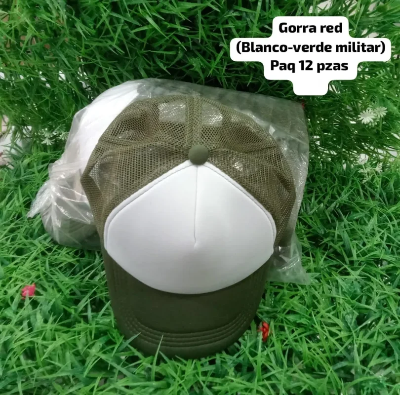 Gorra red (Blanco-verde militar)-Gorra-red-verde